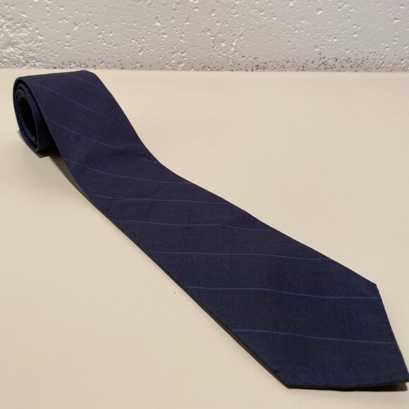 Perry Ellis Portfolio Men's Blue Cotton Checkered Skinny Tie - Picture 2 of 7